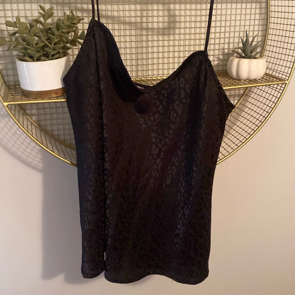 Black Cheetah satin tank